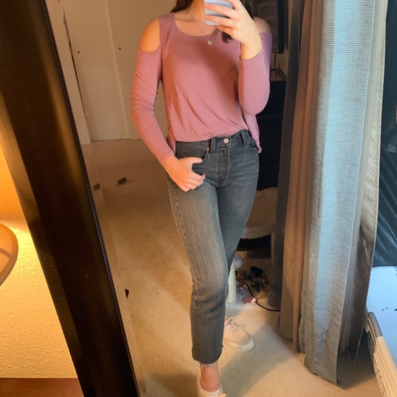 Garage Tops - MAUVE COLD SHOULDER TOP